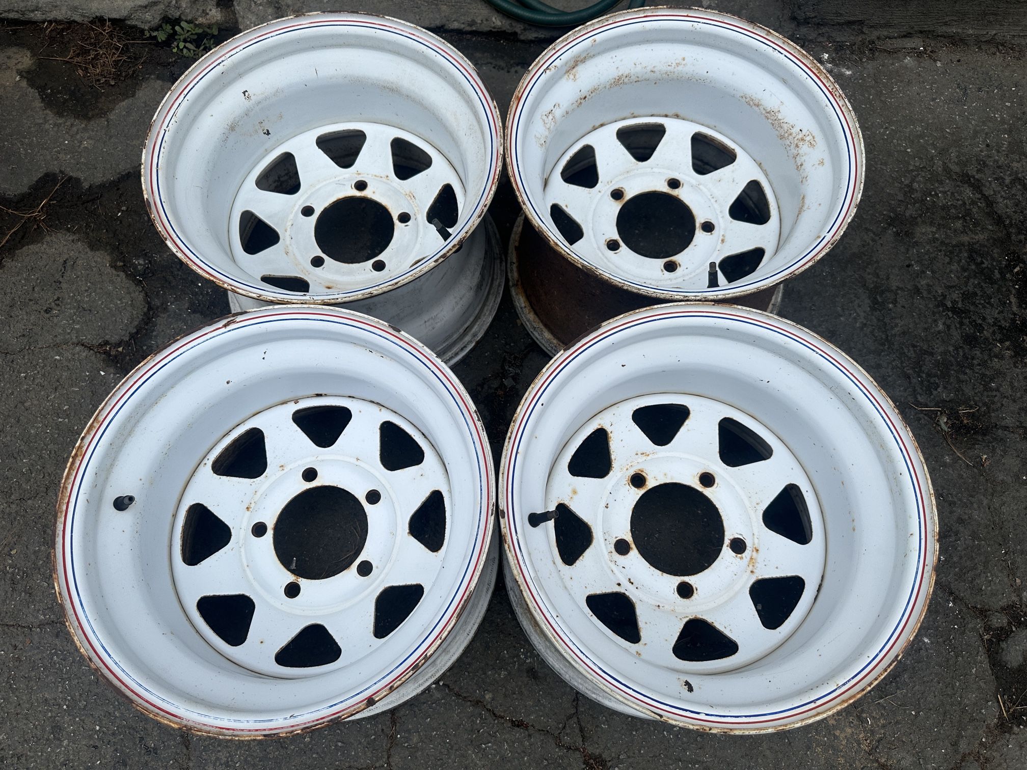 15x10 white wheels 5 on 5.5 lugs, Dodge, Ford, Jeep, more