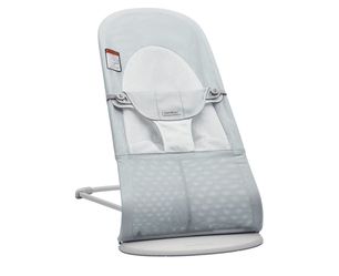 BabyBjörn Bouncer Balance Soft, Mesh, Silver/White 2-in-1 Adjustable Baby Bouncer Seat and Toddler Chair, Newborn to Toddler (8-29 lbs), 4 Positions,