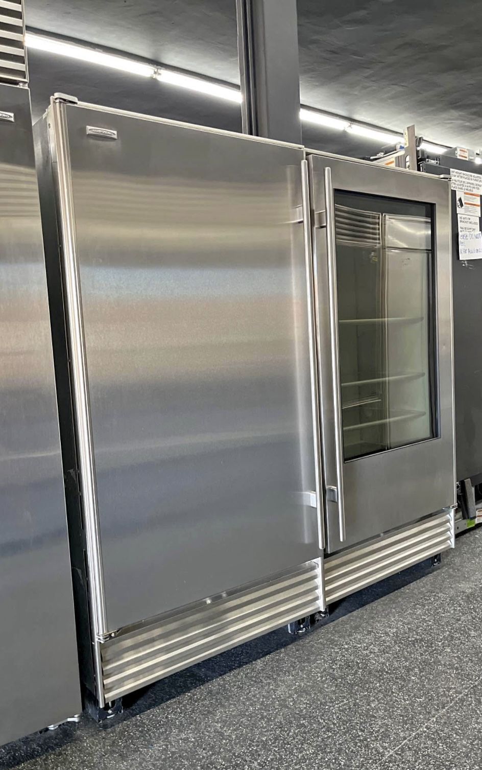 Stainless Steel SubZero 72” Column Set Glass Door Fridge & Freezer