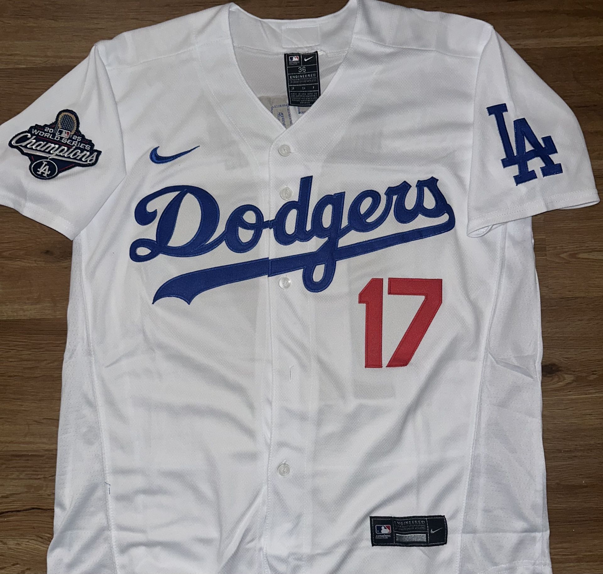 Los Angeles Dodgers 2025 World Series Champions Jersey Stitched White Ohtani 