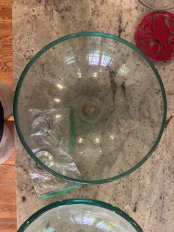 Two glass vessel bowl sinks