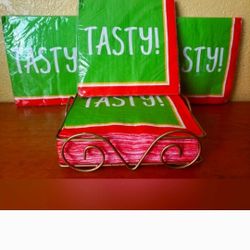 Superbowl Football party celebrations "Tasty" green Napkins, 3 new packs of party celebrations "Tasty" green Napkins