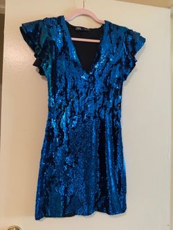 Zara Blue Sequin Mini Dress