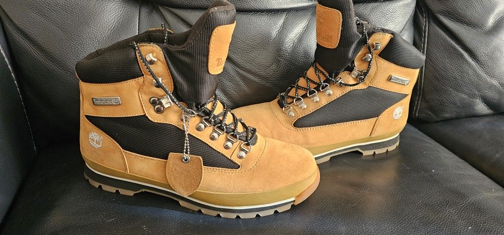 Timberland Men's Field Trekker Waterproof Boots in a wheat/tan color. 
