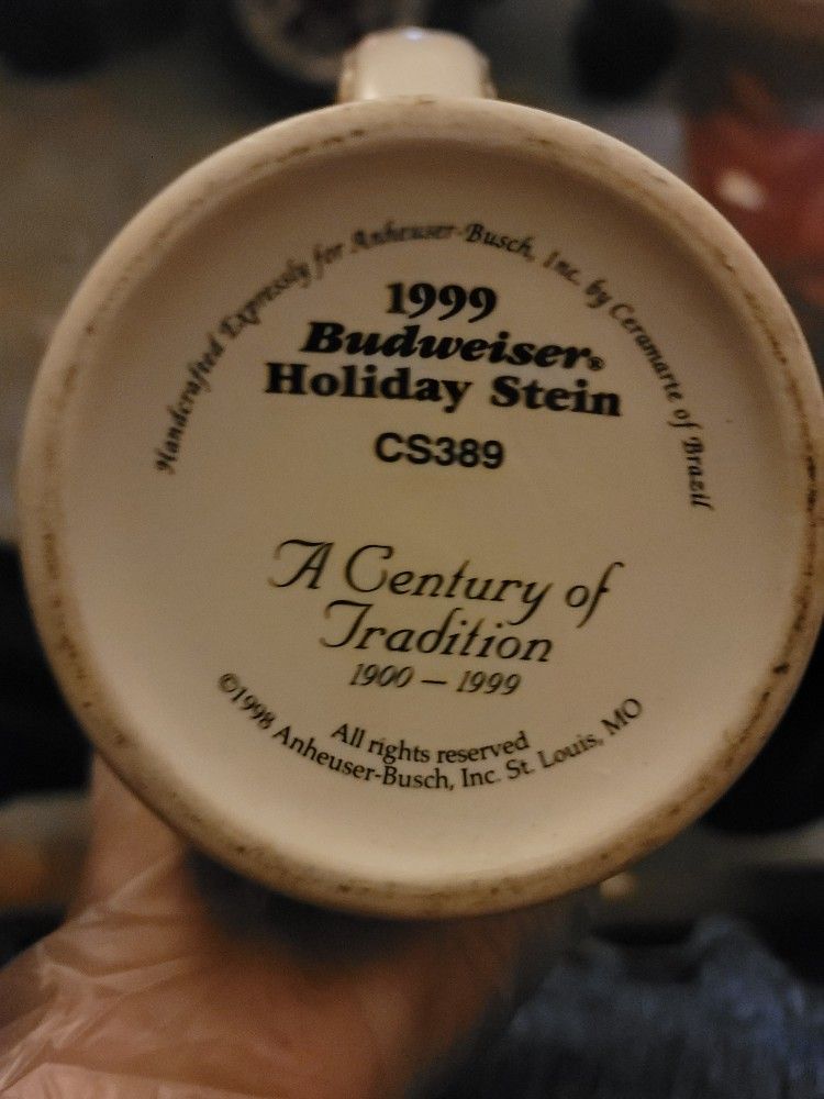 1999 "A Century Of Tradition" Budweiser Holiday Beer Mug