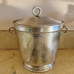 Vintage Italian Hammered Aluminum Ice Bucket