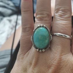 Sterling Silver Vintage Signed Turqoise Ring