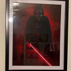 Darth vader custom art piece on black frame