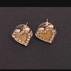 Gold & Silver Colored & Crystal Heart Earrings