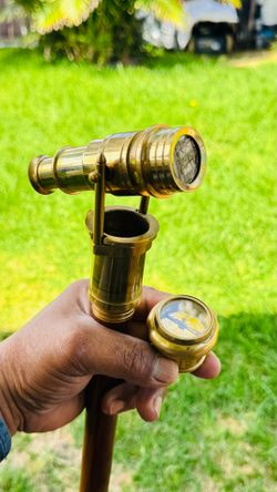 Victorian-style nautical telescope walking cane