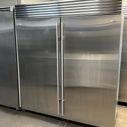 Sub Zero 72”Wide Built In Refrigerator/Freezer Set In Stainless Steel 