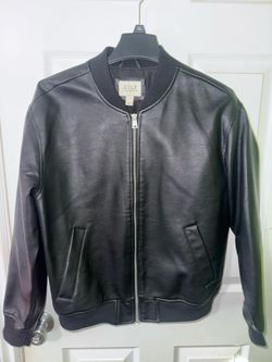 a.n.a Black Faux Leather Bomber Jacket Size S