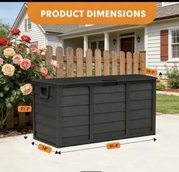 [Outdoor Storage Box] 75 Gallon Outdoor Storage Box, Deck Box Resin with Handles, Outside Storage Container for Home, Kitchen, Patio Garden, Pool, Rac