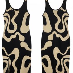 Knitted Black and Crème Swirl Dress 