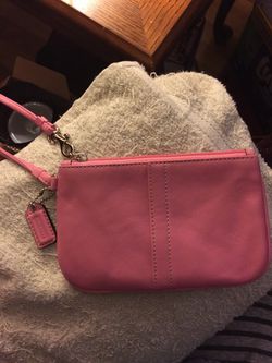 Coach pink leather wristlet
