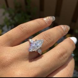 14K gold band with 3 carat  moissanite engagement ring  3 stone 