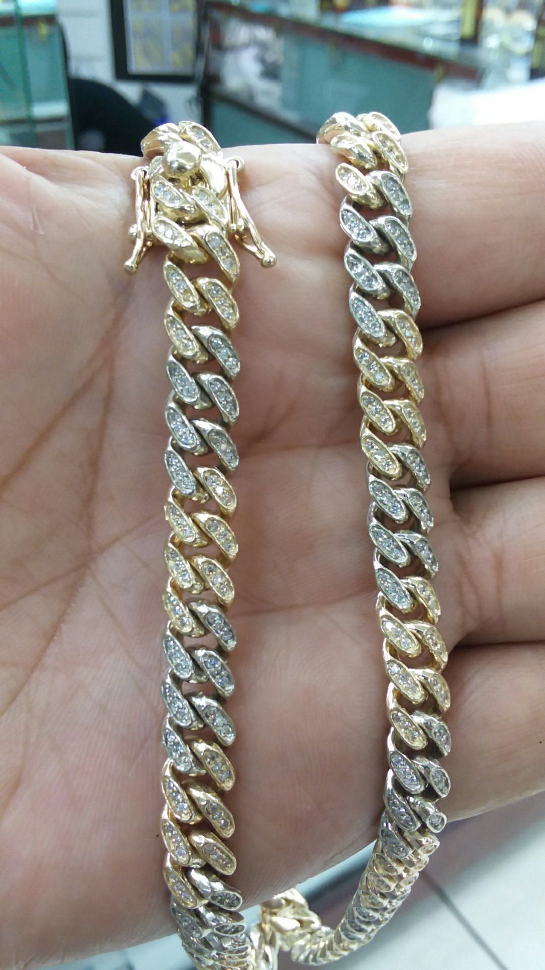 14k Gold cuban link chain hand made tone 24 inch long