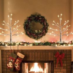 Lighted Birch Tree for Home Decor, Battery/USB Operated Mini Artificial Trees with 24 to 80 Lights for Christmas Decorations Table Fireplace Living Ro