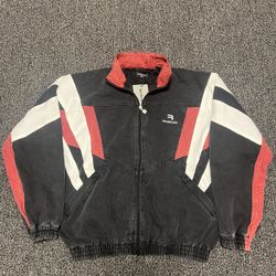 Balenciaga Denim Jacket Vintage Black And Red Size M Fits S-L