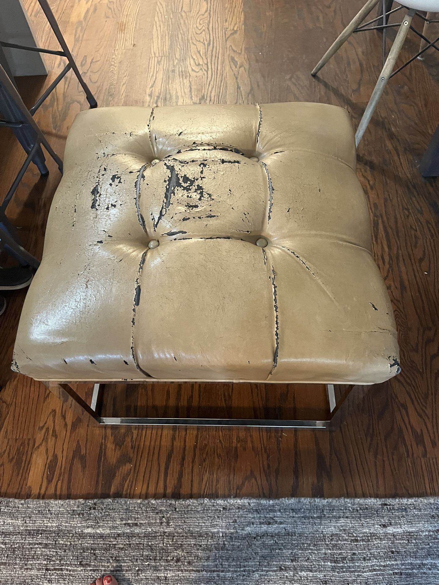 Square Leather Ottoman