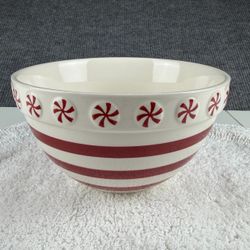 The Bake Shop by Masterclass Red Striped Peppermint Ceramic Mixing Bowl 9.5"