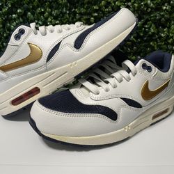 Air Max 1 ESSENTIAL ( White ,Blue,Gold)