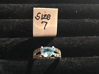 925 blue topaz and marcasite ring