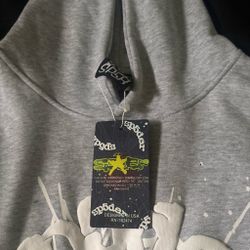 Grey Sp5der Hoodie/ Men Size: Xs/Sm
