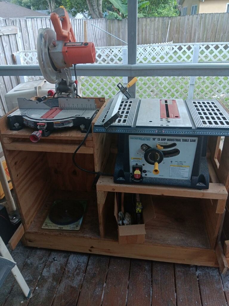 Mutter Saw And Table Saw With Custom Work Bench