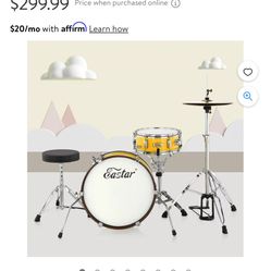 Eastar EDS-680 18 inch 2 Piece Acoustic Drum Set for Beginner Junior Yellow