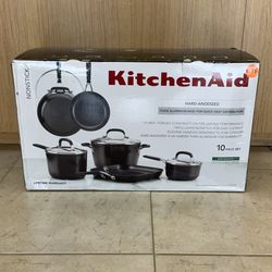 KITCHEN AID NON-STICK 10 PIECE COOKWARE SET