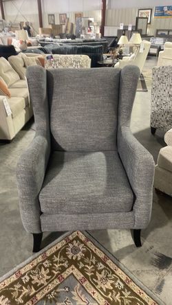 Gray Upholstered Wingback Accent Chair