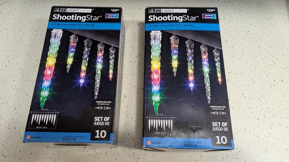L.E.D. XMAS SHOOTING STARS (2) LIGHT SETS ** NEW IN BOX