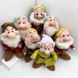 VTG Complete Set 11" Standing Disney Snow White and the Seven Dwarfs Plush Dolls
