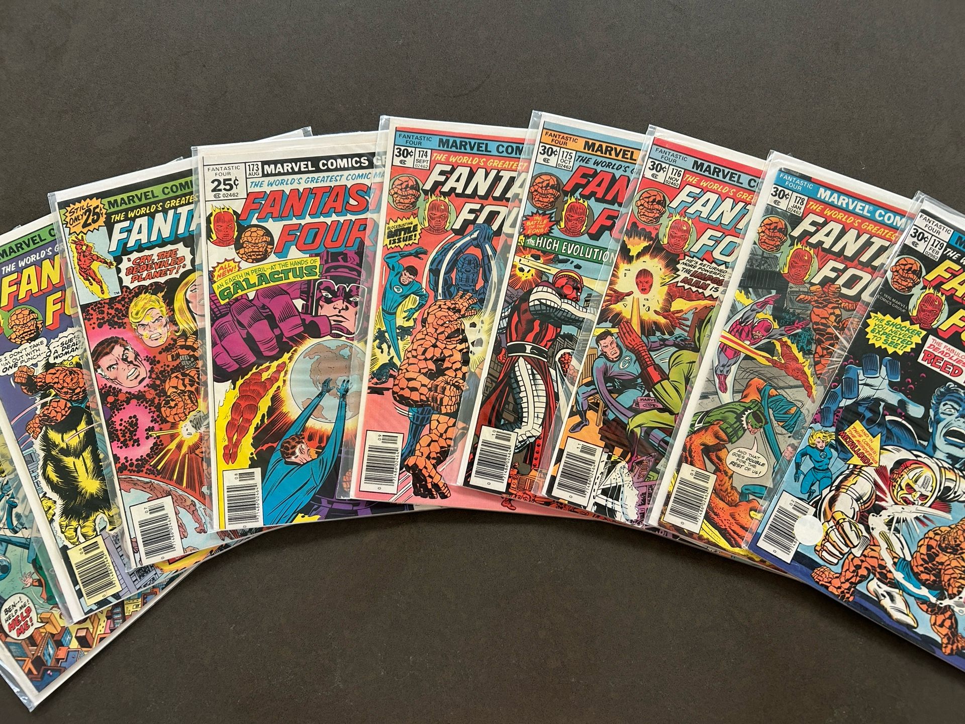 9 Issue Lot Fantastic Four 170-176 178 179 Fine To NM Marvel Galactus MCU Comics