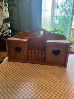 Vintage Hanging Wooden Tissue / Toilet Paper Holder