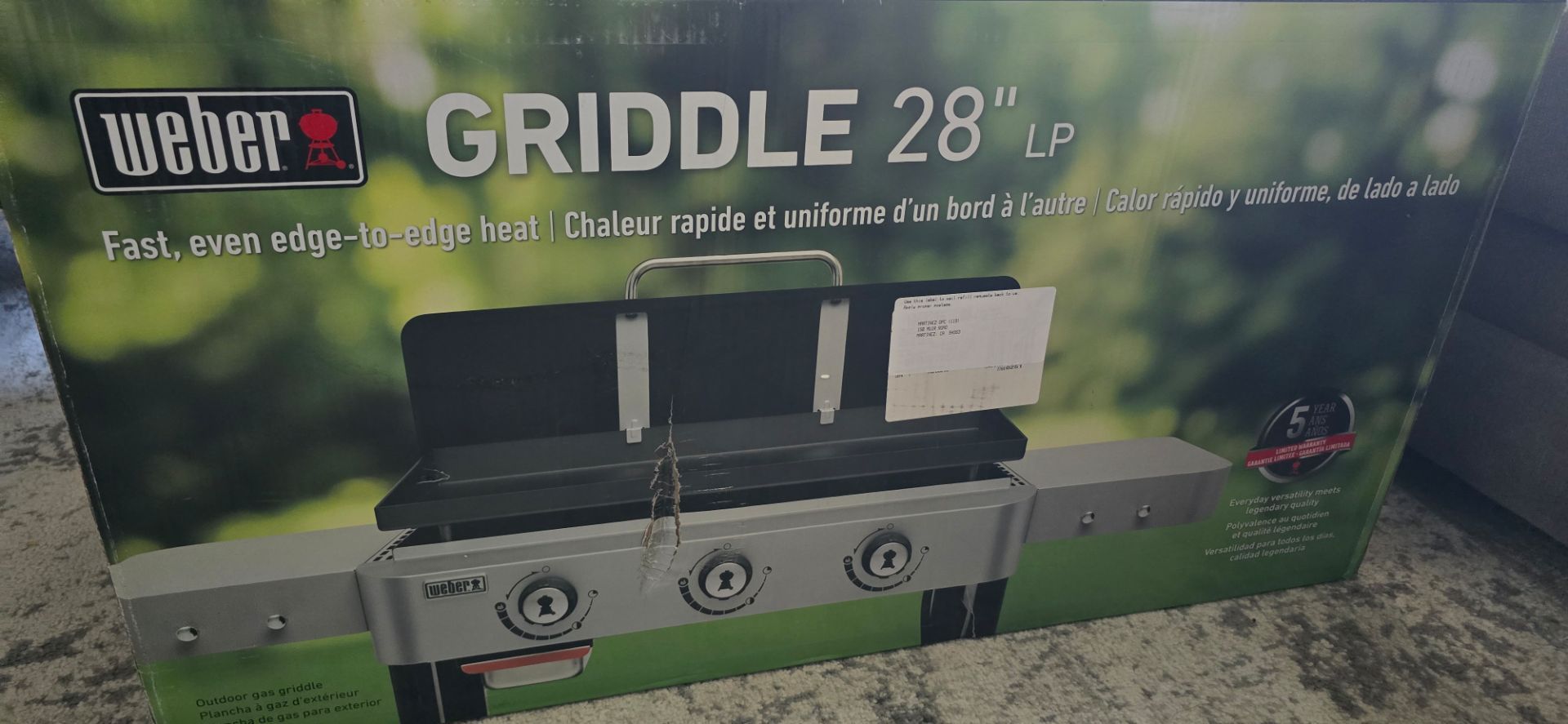 Webber Griddle 28in. BBQ grill new