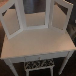 Girls Vanity Mirror/Table And Stool