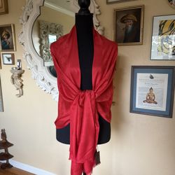 NWT Louis Vuitton, Deep Red Shawl Throw Wrap, Pashmina 