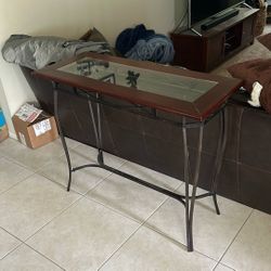 Sofa Table Wood glass and metal