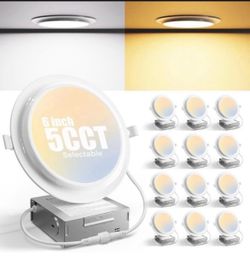 Barrina 12 Pack LED Recessed Lighting 6 Inch, 1100LM 12W 120V, Dimmable, 2700K-5000K 5CCT, High Brightness Ceiling Downlight, Unique Retails $110.99