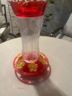 Glass Hummingbird Feeder with Flower Ports