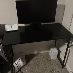 Black wood Computer stand with computer chair