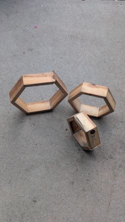 Hexagon Wooden Pieces x3