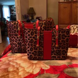 Two Red And Cheetah Purses