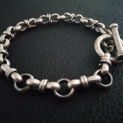 VINTAGE 925 STERLING SILVER TOGGLE CLOSURE BRACELET