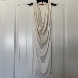 🤍 Ivory Champagne Cowl Neck Dress | Quiet Luxury | Wedding Guest | Y2K Glam Small