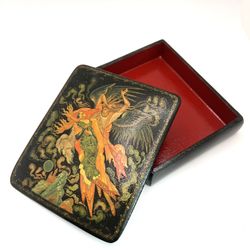 VINTAGE Russian Lacquer Box Palekh Jewelry Trinket Box Angel 1988 year 5x4 in