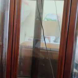 Antique Mirrored Curio Cabinet With Light