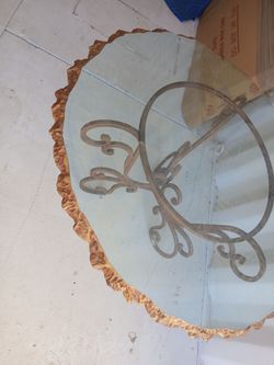 36" round glass with hand  created edge